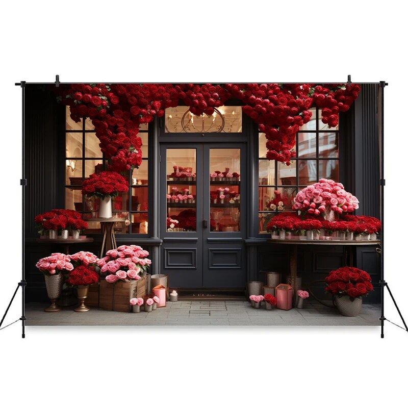 Valentine's Day Pink Rose Background For Photography Love Heart Flower