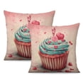 thumbnail image 1 of Valentine's Day Pink Sweet As Ice Cream Throw Pillow Covers 16"x16", Set Of 2, Linen Study Sofa Cushion Cover Indoor Living Room Home Decor, 1 of 7