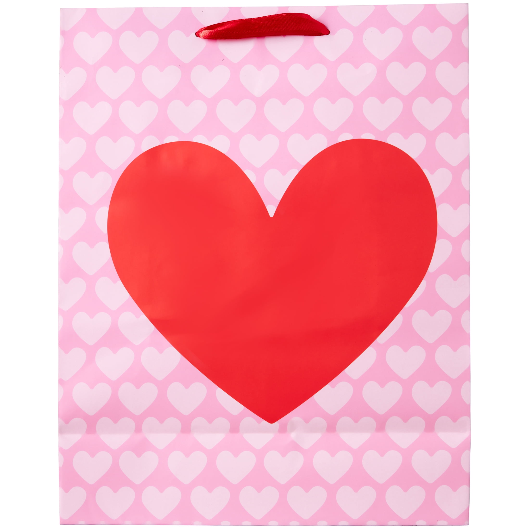 13" Large Valentine's Day Gift Bags With Tissue Paper - Heart Design (Set Of 1)