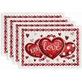 thumbnail image 1 of Valentine''s Day Placemats 12x18 Inch, Hearts XOXO Love Farmhouse Holiday Kitchen Dining Table Decoration for Indoor Outdoor Dinner Party Décor (White) GP102-18, 1 of 6