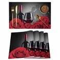 thumbnail image 1 of Valentine's Day Placemats Set of 6, Romantic Couple Lover Shadow Red Roses Floral Red Wine Non-Slip Place Mats Washable Table Mats for Kitchen Dining Table Decorations Indoor/Outdoor, 1 of 9