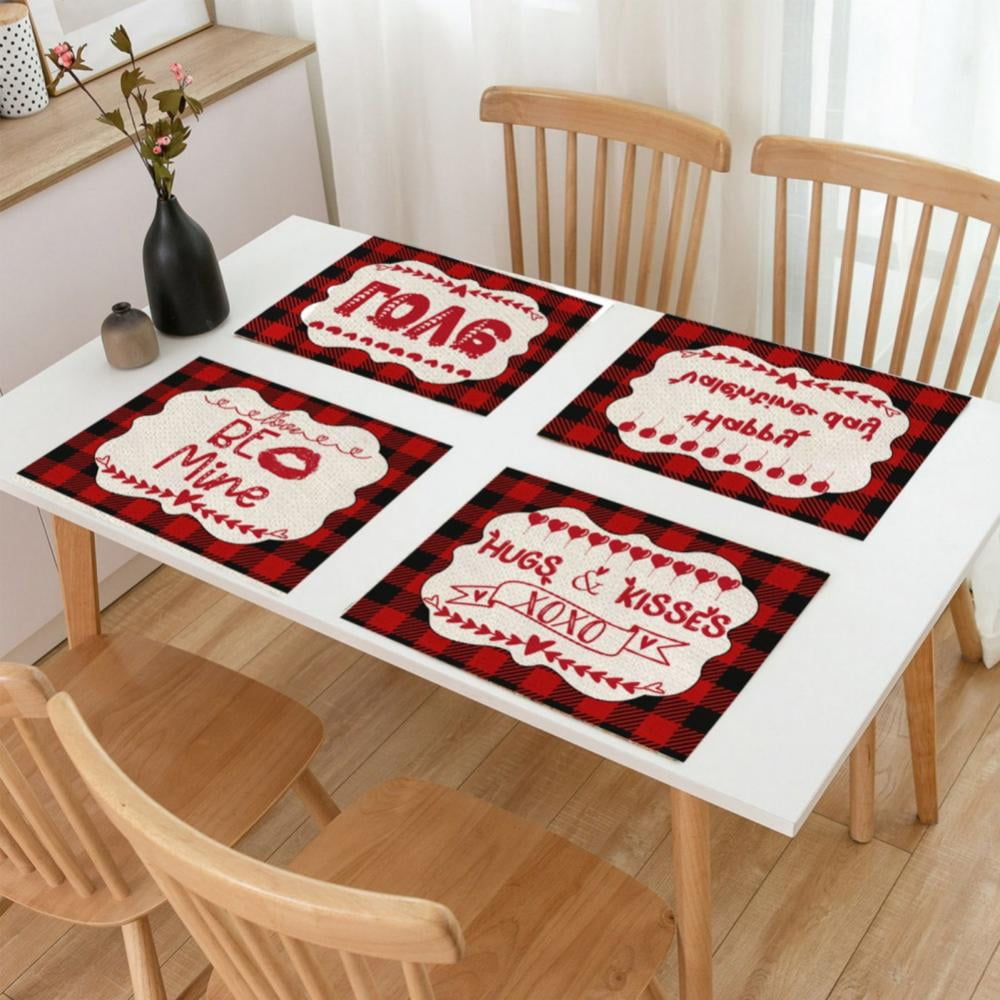 Set of 2, 4, 6 or 8, Valentines Table Set, Valentines Table Decor,  Valentines Gift, Birthday Gift, Red Table Mat, Gift for Mother, 