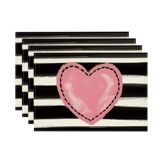 Valentine's Day Plaid Heart Placemats with Bow Design Rustic Table Decor for Valentine's Day and Special Occasions 1PC