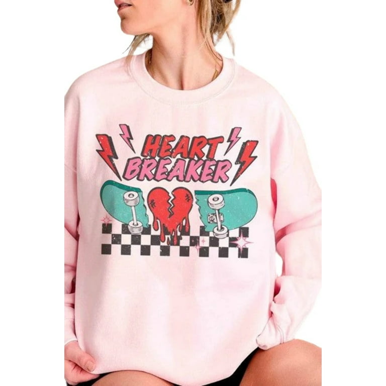 Valentine s Day Plus Size Heartbreaker Graphic Sweatshirt