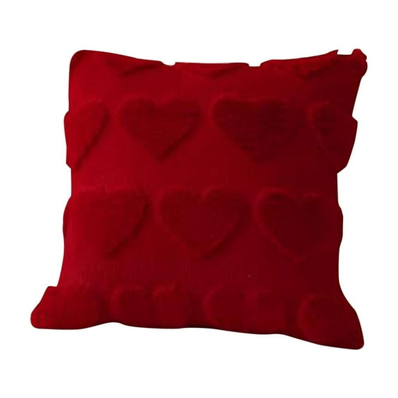 Valentine's Day Plush Pillow Cover featuring 3D Heart Embroidery and Decorative Cushion for Living Room Sofa Romantic Home Accent Cozy Valentine's Gift Idea Soft Fabric Comfort Elegant Heart Decor