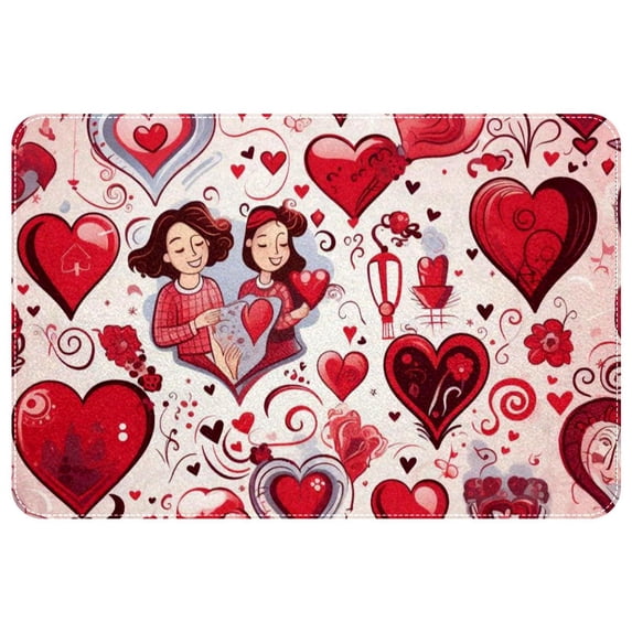 Valentine's Day Polyester Non-Slip Machine Washable Bath Rug Indoor Rug Door Carpet