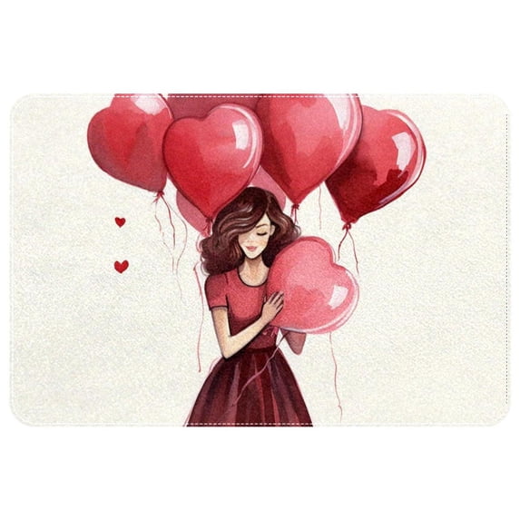 Valentine's Day Polyester Non-Slip Machine Washable Door Mat Floor Mats Office Mat