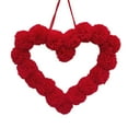 thumbnail image 1 of Valentine's Day Pom Pom Heart Wreath, Wool Felt Pom Pom Wreath, 9.44X11inch Wreath Door Hanger, Heart Felt Ball Garland for Wall, Mantel and Anniversary Party, Wedding Home Decor, 1 of 6