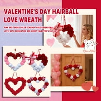 Valentine's Day Pom-Pom Wreath Plush Heart Indoor Decorations Home Furnishings Proposal Outfits