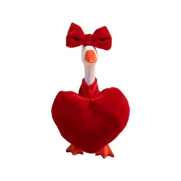 Valentine's Day Porch Goose Costume Decorations, 23in Pink & Red Heart Goose Outfit Romantic Decor for Outdoor Indoor Garden Porch Yard