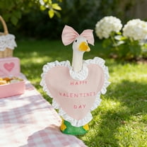 Valentine's Day Porch Goose Outfits Heart Lace Trim Porch Goose Clothes Costume for 17" Cement & Plastic Statue, Romantic Valentine Decor for Outdoor Yard, Garden, Patio, Lawn and Pathway Decor