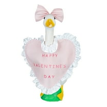 Valentine's Day Porch Goose Outfits Pink Heart Lace Trim Porch Goose Clothes Fits 17" Plastic Goose Statue, Valentine's Day Outdoor Decor for Yard, Garden, Patio, Lawn and Pathway Decor
