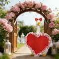 thumbnail image 1 of Valentine's Day Porch Goose Outfits Red Heart Lace Trim Porch Yard Goose Outfits Clothes Costume Fits Large 23'' Cement for Garden Yard Statue Pathway Decorations, 1 of 8