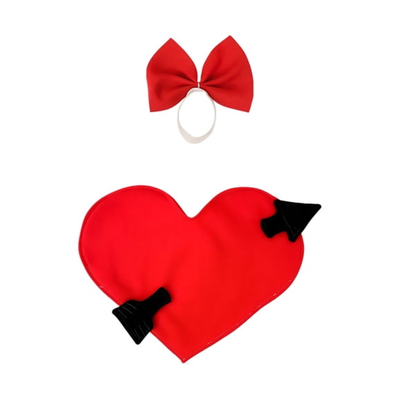 Valentine's Day Porch Gooses Heart Outfits Garden Goose Red Love Heart Cape Costume with Bow Hairwear for Wedding Yard Lawn Decor