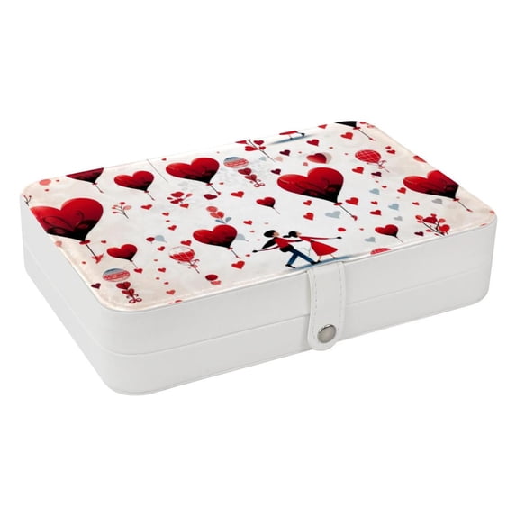 Valentine's Day Portable PU Leather Earring Holder with Removable Compartment, Necklace Organizer, Display Case, and Storage Box