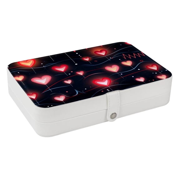 Valentine's Day Portable PU Leather Jewelry Box Organizer with Removable Compartment, Necklace Holder, Bracelet Holder