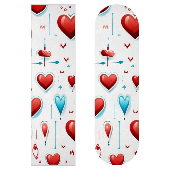 Valentine's Day Premium Emery Skateboard Grip Tape Pair - Pack of 2 Stickers, PVC Backing, 8.8x32.6in/22.4x83 cm Size