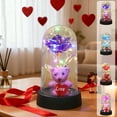 thumbnail image 1 of Valentine's Day Preserved Flower Teddy Bear Heart Rose Ornament - Decor with Preserved Real Roses, Plush Teddy Bear & Warm LED Light, Romantic Ambient Night Light for Valentine's Gift, 6.1*3.35in, C, 1 of 7