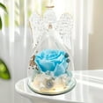 thumbnail image 1 of Valentine’s Day Preserved Rose in Glass Dome with LED Angel, Eternal Flower Gift for Mom, Wife, Grandma, Birthday, Anniversary, 1 of 7
