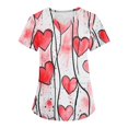 thumbnail image 1 of Valentine's Day Print Nursing Uniforms for Women Love Heart Printed V Neck Breathable Scrub Tops Short Sleeve Professionals Soft Stretch T-Shirts with Pockets red 5X-Large, 1 of 4