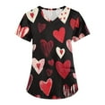 thumbnail image 1 of Valentine's Day Print Nursing Uniforms for Women Love Heart Printed V Neck Breathable Scrub Tops Short Sleeve Professionals Soft Stretch T-Shirts with Pockets black 5X-Large, 1 of 4