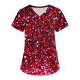 thumbnail image 1 of Valentine's Day Print Nursing Uniforms for Women Love Heart Printed V-Neck Breathable Workwear Shirt Short Sleeve Professionals Soft Stretch Scrub Tops with Pockets wine 5X-Large, 1 of 4
