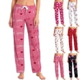 thumbnail image 1 of Valentine's Day Print Pants for Women Casual Love Heart Lounge Pants Loose Fit Fashion Winter Drawstring Elastic Waist Pajama 2026 Pink S, 1 of 7