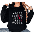 thumbnail image 1 of Women's cotton Black Hoodie Graphic Tees "I Love U" Alphabet Pattern Shirts S-2XL Casual Daily Tops, 1 of 4