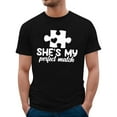 thumbnail image 1 of Valentine's Day Printed Round Neck Short Sleeved Casual T Shirt Top For Both Male And Female Couples, 1 of 2