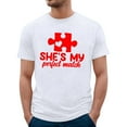 thumbnail image 1 of Valentine's Day Printed Round Neck Short Sleeved Casual T Shirt Top For Both Male And Female Couples, 1 of 2