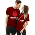 thumbnail image 1 of Valentine's Day Printed Round Neck Short Sleeved Casual T Shirt Top For Both Male And Female Couples Long Sleeve Tee Womens Stripes Shirt Womens Turtleneck Long Sleeve Athletic Tops for Women Long, 1 of 4