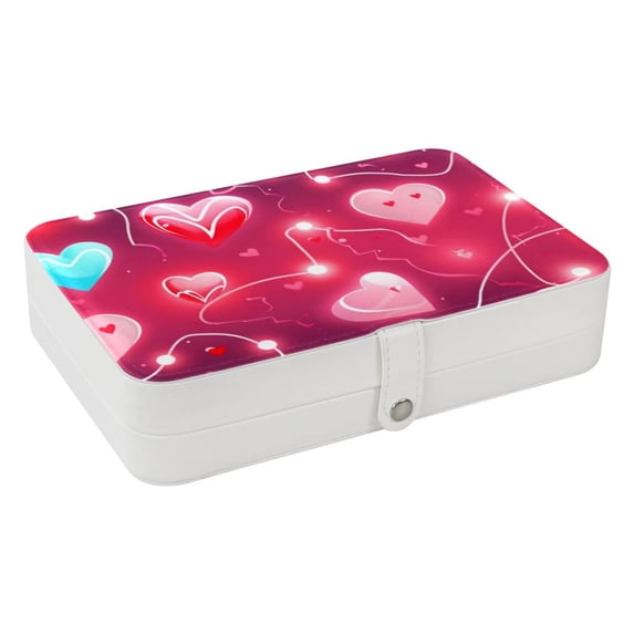 Valentine's Day Pu Leather Jewelry Box Earring Organizer Travel Organizer with Removable Compartment Portable