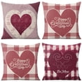thumbnail image 1 of Valentine's Day Purple Red Love Heart Stripes Pillowcase,Rustic Romantic Throw Pillow Covers 18 X 18 Inch, Set Of 4, Linen Study Sofa Cushion Cover Indoor Living Room Home Decor, 1 of 7
