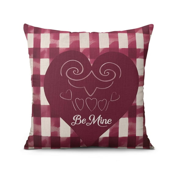 Valentine's Day Purple Red Love Heart Stripes Pillowcase,Rustic RomanticThrow Pillow Covers 18 X 18 Inch, Set Of 4, Linen Study Sofa Cushion Cover Indoor Living Room Home Decor(double-side)