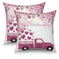 thumbnail image 1 of Valentine's Day Purple Throw Pillow Covers 18x18 Set of 2,Truck Love Heart Decorative Pillow Cases for Bedroom Sofa Couch, 1 of 6
