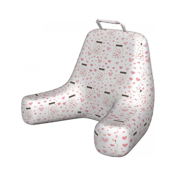 Valentine's Day Reading Pillow Cover, Doodle Style Romantic Hearts in and Around Jars Love Themed, Unstuffed Printed Bed Rest Case from Soft Fabric, XL Size, Rose Dark Taupe and White, by Ambesonne