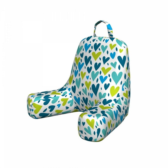 Valentine's Day Reading Pillow Cover, Irregular Hearts in Blue and Green Tones, Unstuffed Printed Bed Rest Case from Soft Fabric, Small, Sea Blue Dark Seafoam, by Ambesonne