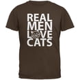 thumbnail image 1 of Valentine's Day - Real Men Love Cats Brown Adult  T-Shirt - Small, 1 of 1