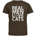 thumbnail image 1 of Valentine's Day - Real Men Love Cats Brown Adult  T-Shirt - X-Large, 1 of 1