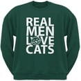 thumbnail image 1 of Valentine's Day - Real Men Love Cats Dark Green Adult Crew Neck Sweatshirt, 1 of 1