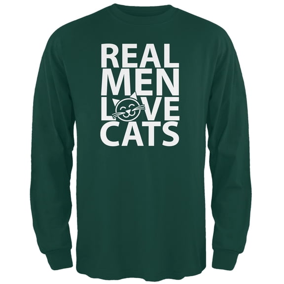 Valentine's Day - Real Men Love Cats Navy Adult Long Sleeve T-Shirt - 2X-Large