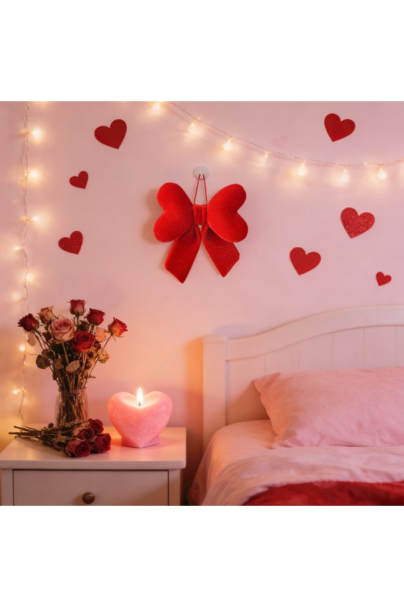 Valentine's Day Red Bow Pendant Decorations - A classic, Romantic Red Bow Home Decorations Sweet Home Decor for Party Wedding Car Bag Charm Living Room Bedroom(8.66Inch)