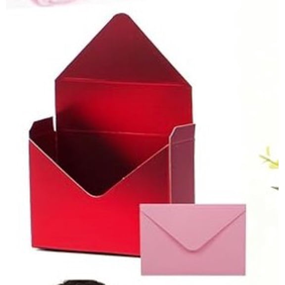 Valentine's Day Red Gift Boxes - Foldable Handheld Bouquet Boxes with Envelopes, Romantic Gift Packaging for Florist Wedding Party & Birthday, Lovers Holiday Gifting Containers Character Count, 1pc
