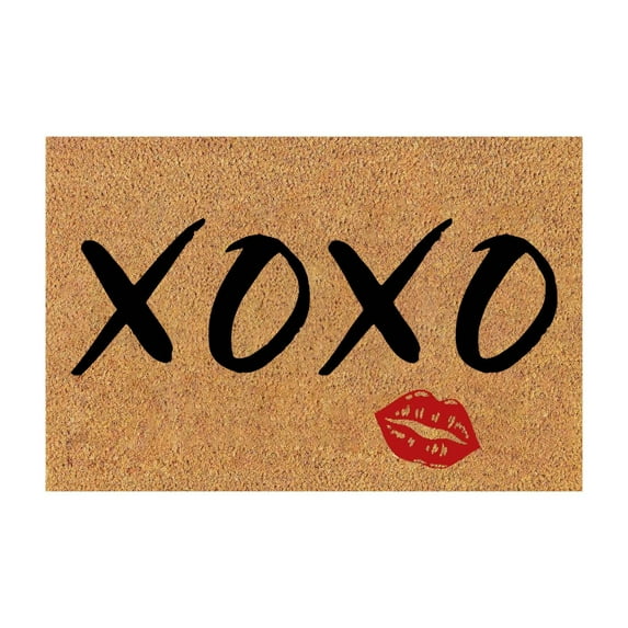 Valentine's Day Red Heart Bow Doormat Red Scalloped Edge Heart Imitation Coir Doormat Valentine Welcome Front Non- Mat Rugs Decor for Indoor Outdoor Home Entrance Porch
