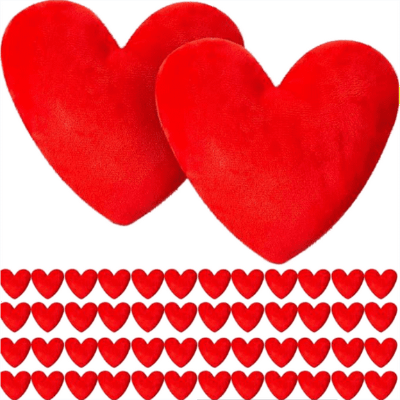 Valentine's Day Red Heart Plush Toy - Set of 24 Small Soft Stuffed Animals for Gifting & Decor