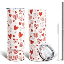 Valentine''s Day Red Hearts Gifts for Women Girls, 20 Oz Tumbler with Lid and Straw, Cute Stainless Steel Insulated Travel Coffee Cup, Lover Birthday Wedding Water Bottle for Her (1 PC)