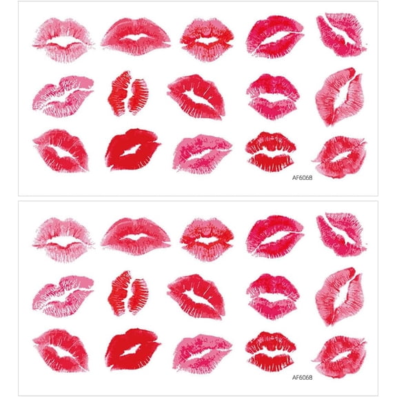 Valentine S Day Lip Wall Sticker 2 Sheets Self-Adhesive Red Lips Decal Romantic Room Decor for Home Party Date Night Backdrop 23.62X11.81In