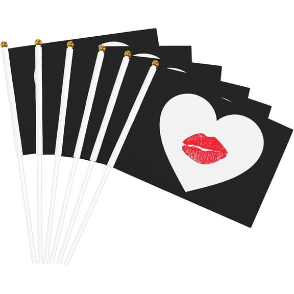 Valentine's Day Red Lips Flag 5x8 In Outdoor Decoration Handheld Stick Flags Six Piece