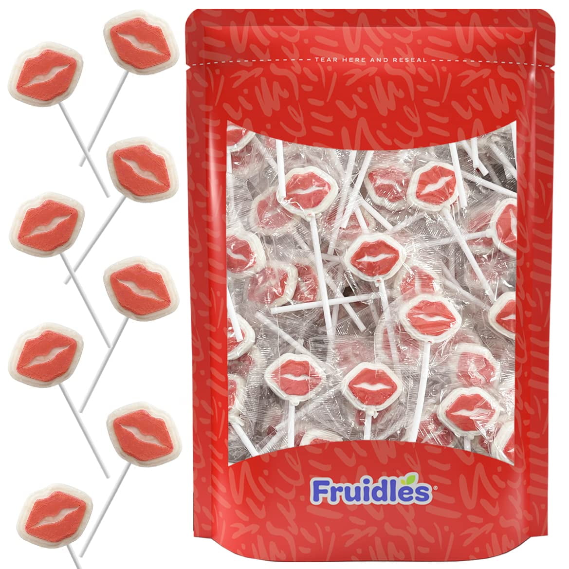 Valentine's Day Red Lips Lollipop Sucker, White Lip Shaped Lollipop