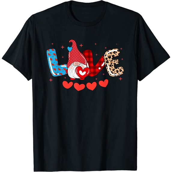 Valentine's Day Red Love Gnome Gifts for Her and Him Heart T-Shirt Cute Gnome Shirt Valentines Day Gift Love Shirt Gnome Love Heart Tshirt